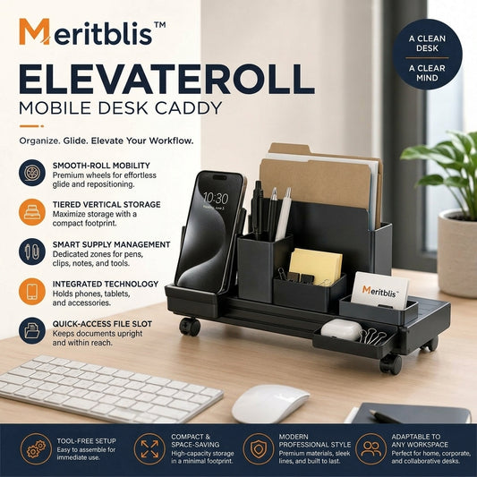 Meritblis™ ElevateRoll Mobile Desk Caddy